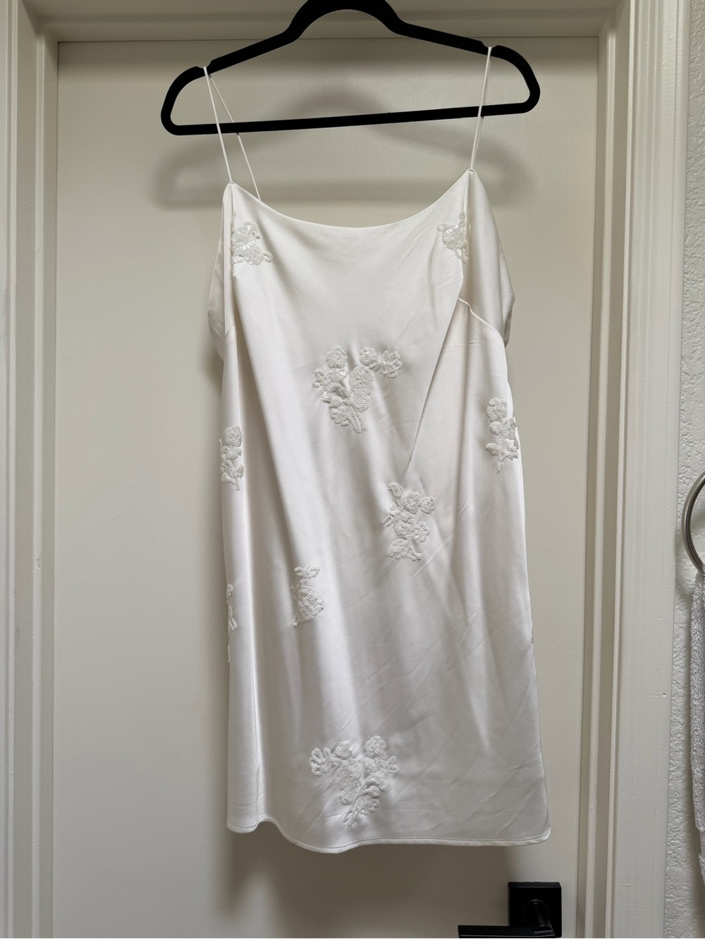 Abercrombie & Fitch White Satin Embroidered Slip